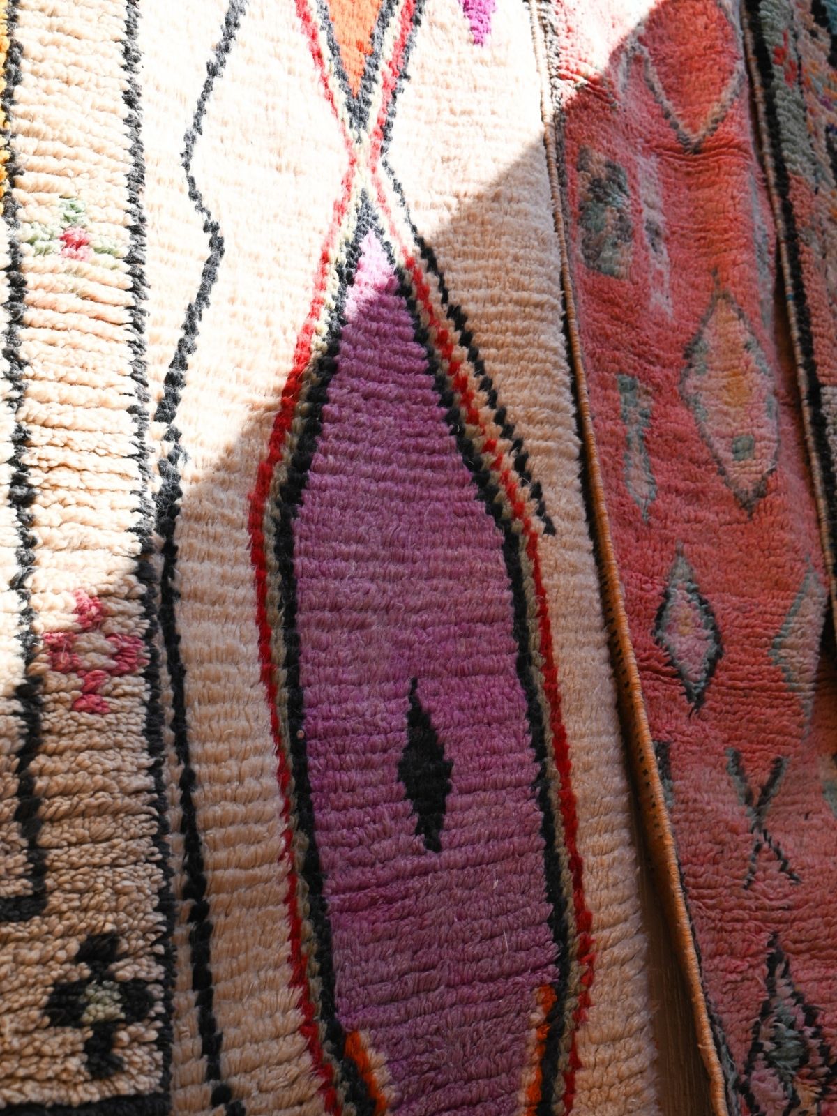 Moroccan Runner Rug - White Purple & Orange 70x335cm - Nouvelle Nomad