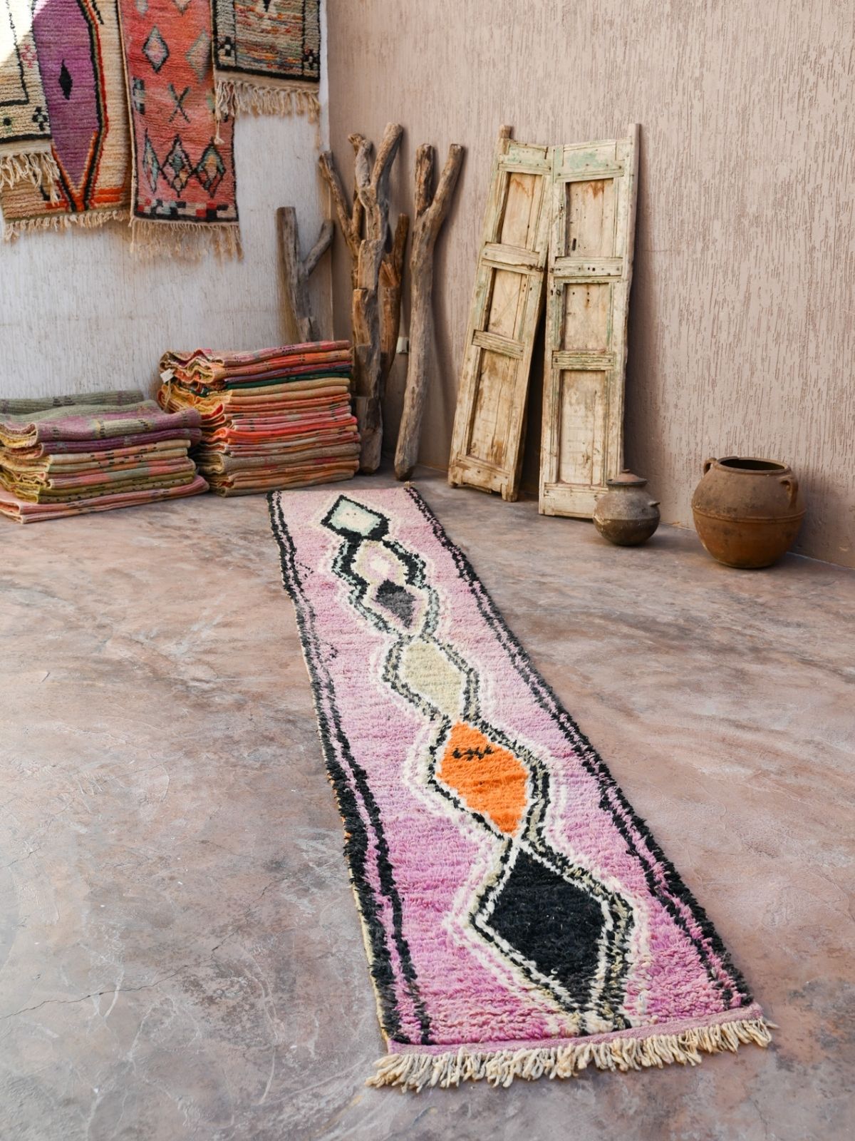 Moroccan Runner Rug - Purple & Black 68x450cm - Nouvelle Nomad