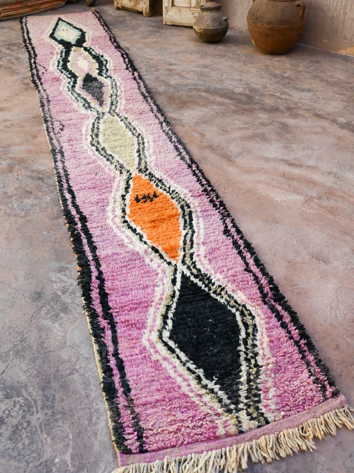 Moroccan Runner Rug - Purple & Black 68x450cm - Nouvelle Nomad