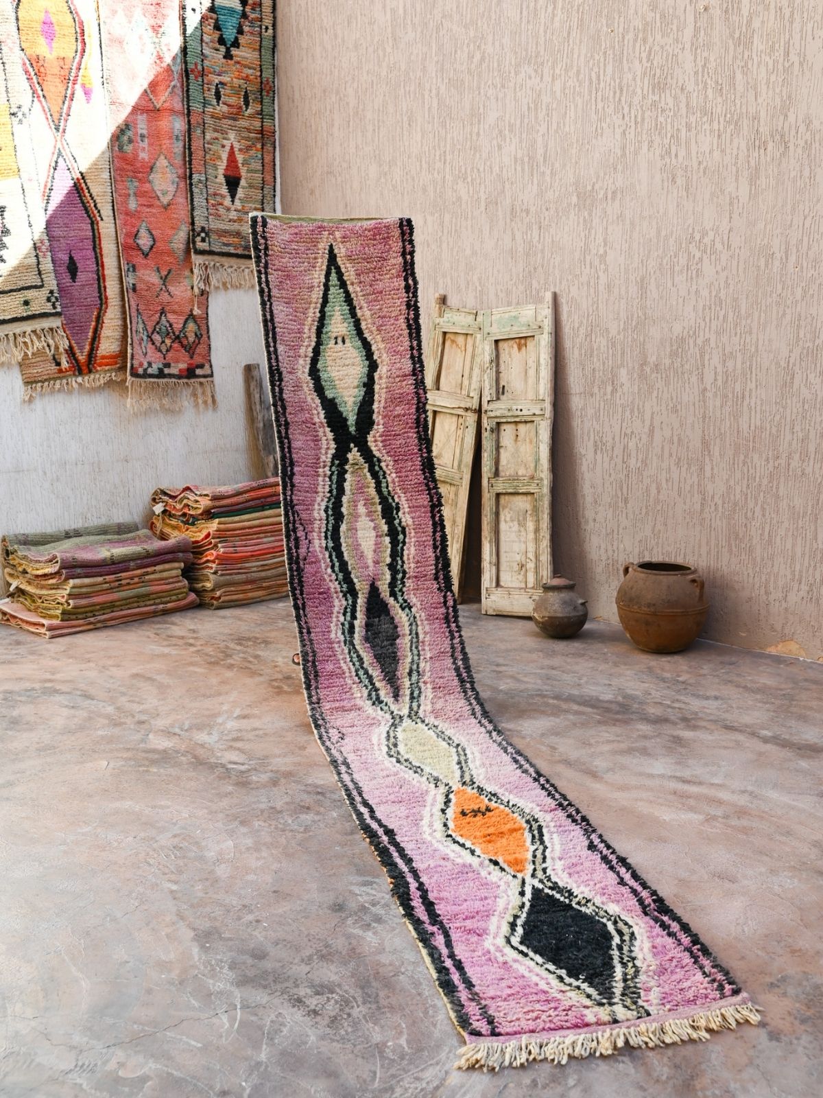 Moroccan Runner Rug - Purple & Black 68x450cm - Nouvelle Nomad