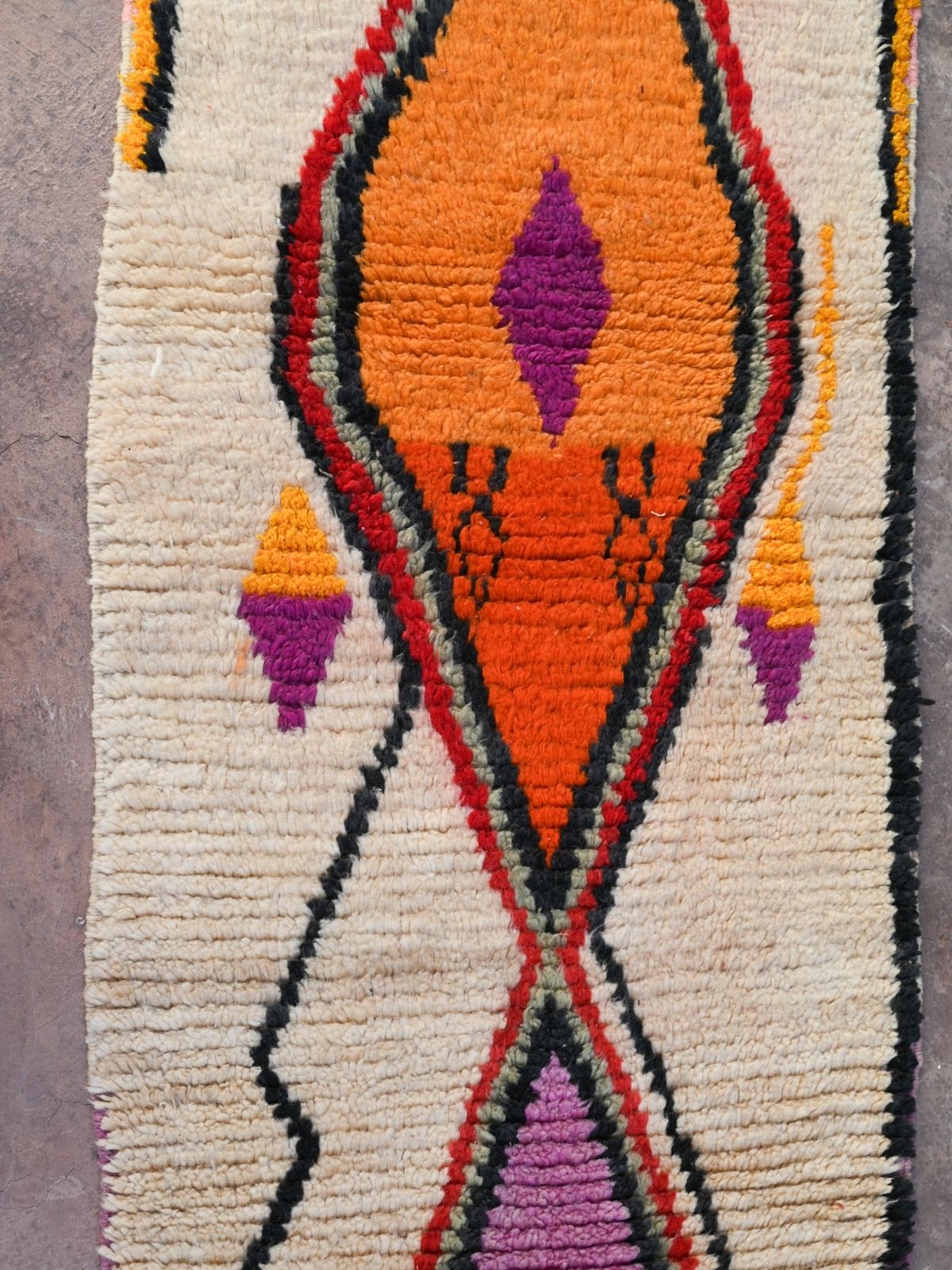 Moroccan Runner Rug - White Purple & Orange 70x335cm - Nouvelle Nomad