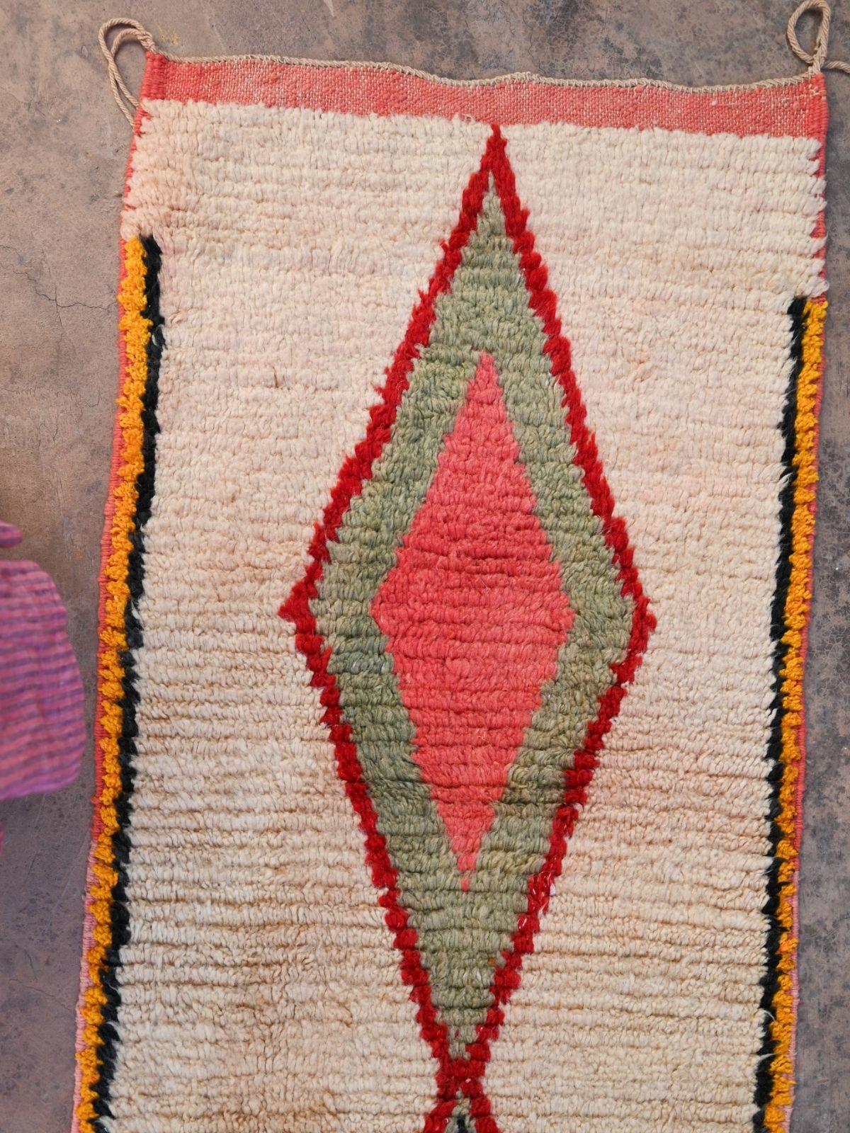 Moroccan Runner Rug - White Purple & Orange 70x335cm - Nouvelle Nomad
