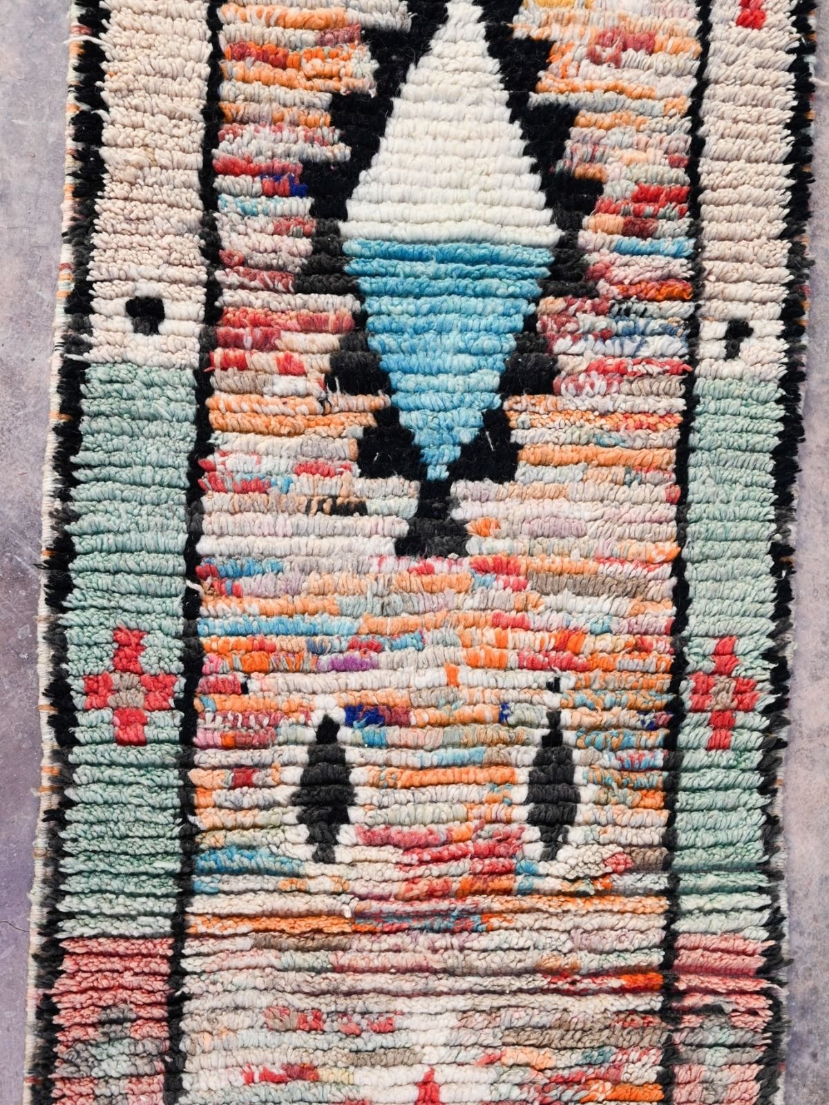 Moroccan Runner Rug - Light Blue & Pink 70x335cm - Nouvelle Nomad