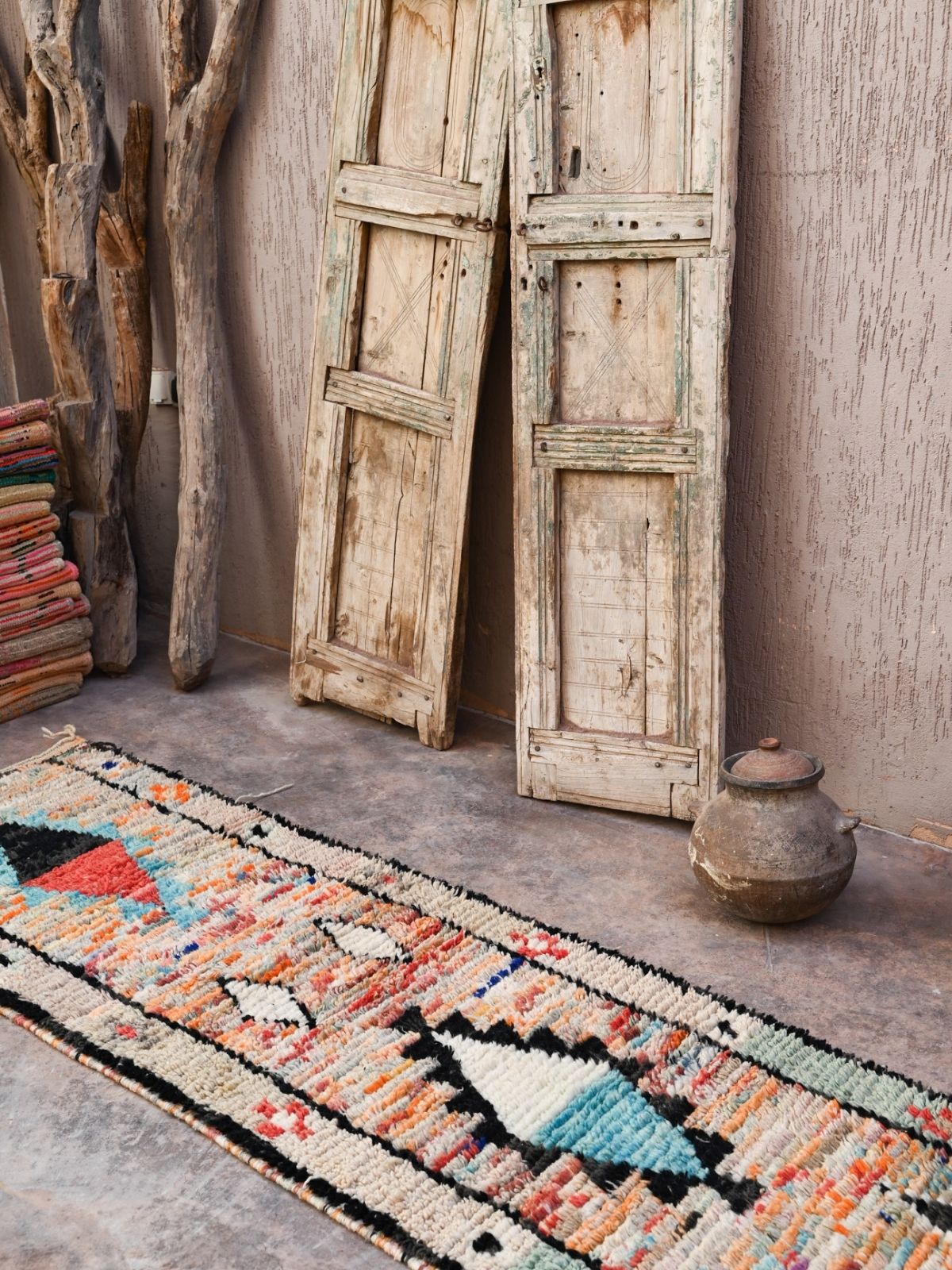 Moroccan Runner Rug - Light Blue & Pink 70x335cm - Nouvelle Nomad