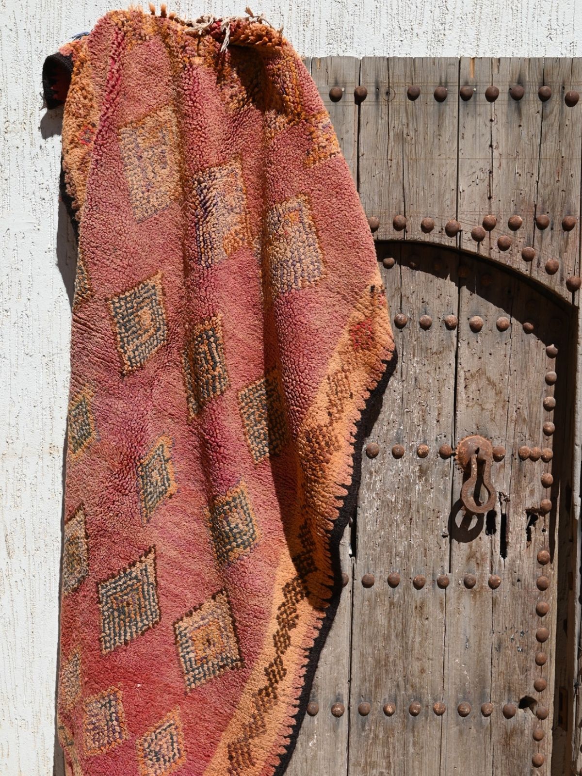 Haouz Vintage Moroccan Rug - Blush Pink 110x188cm
