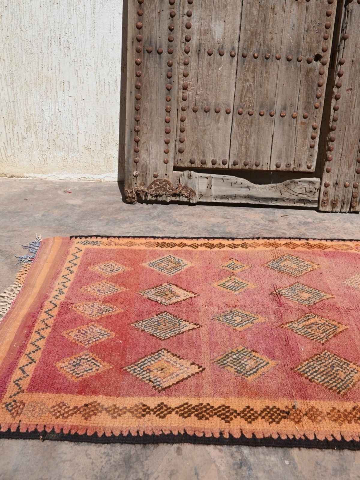 Haouz Vintage Moroccan Rug - Blush Pink 110x188cm