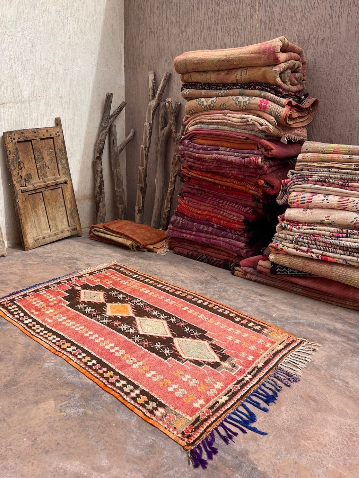 Vintage Moroccan Rug - Red & Brown Taznakht 130x220cm