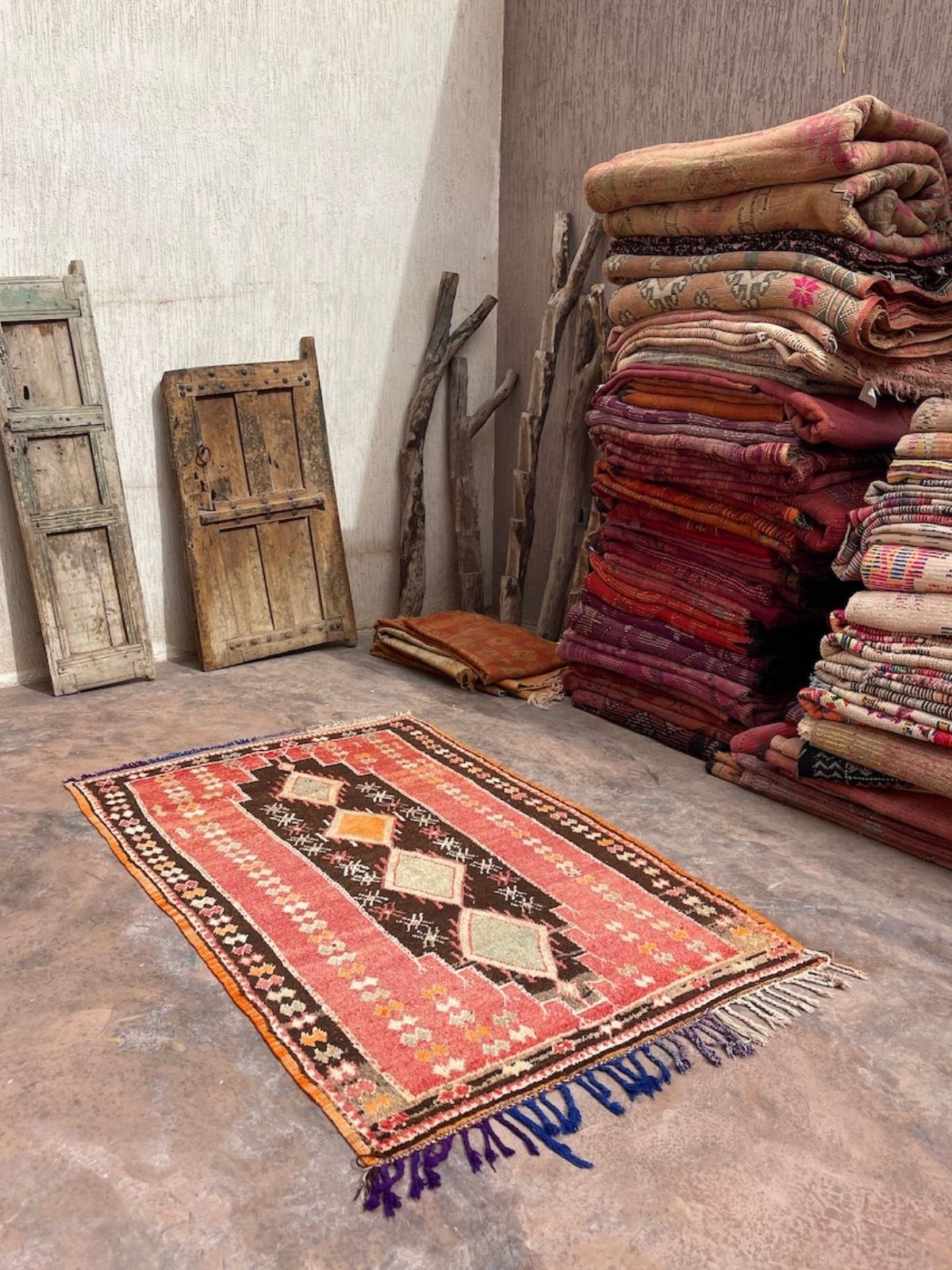 Vintage Moroccan Rug - Red & Brown Taznakht 130x220cm