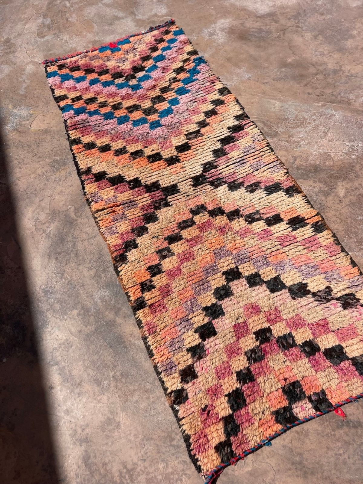 Vintage Moroccan Runner - Checkered Boujad 76x205cm