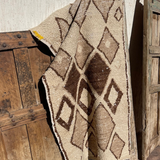 Vintage Beni Ourain Mini Rug - Cream & Brown 92x185cm