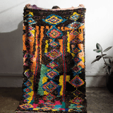 Black & Colourful Vintage Boucherouite Rug