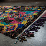 Black & Colourful Vintage Boucherouite Rug
