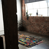 Black & Colourful Vintage Boucherouite Rug
