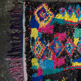 Black & Colourful Vintage Boucherouite Rug