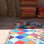 Vintage Boujad Rug - Bright Blue Diamonds 160x258cm - Nouvelle Nomad