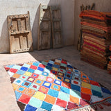 Vintage Boujad Rug - Bright Blue Diamonds 160x258cm - Nouvelle Nomad