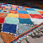 Vintage Boujad Rug - Bright Blue Diamonds 160x258cm - Nouvelle Nomad