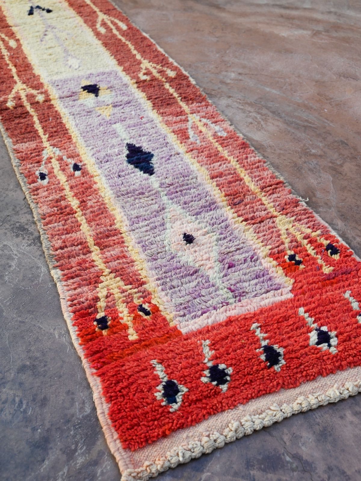 Moroccan Runner Rug - Red & Lilac 65x480cm