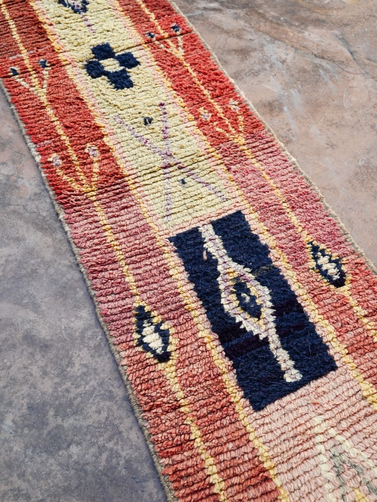 Moroccan Runner Rug - Red & Lilac 65x480cm