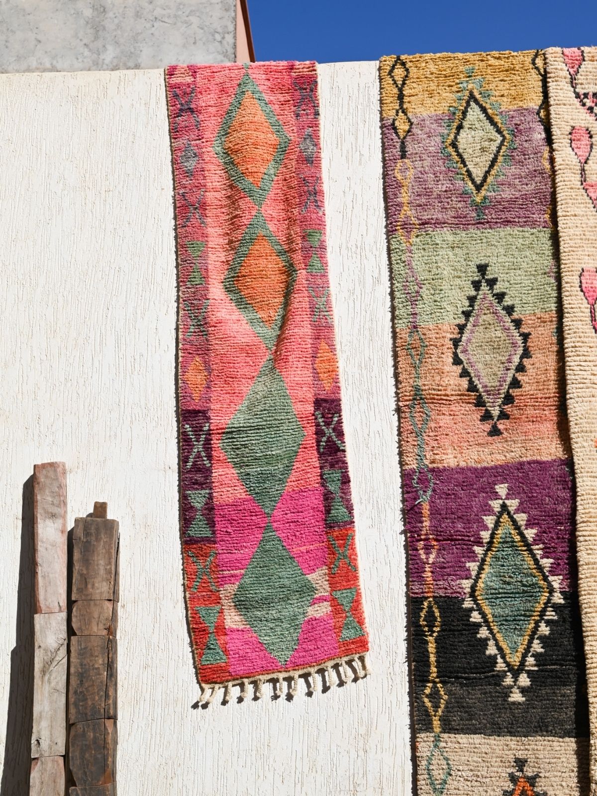 Moroccan Runner Rug - Bright Pink, Green & Purple 73x355cm - Nouvelle Nomad