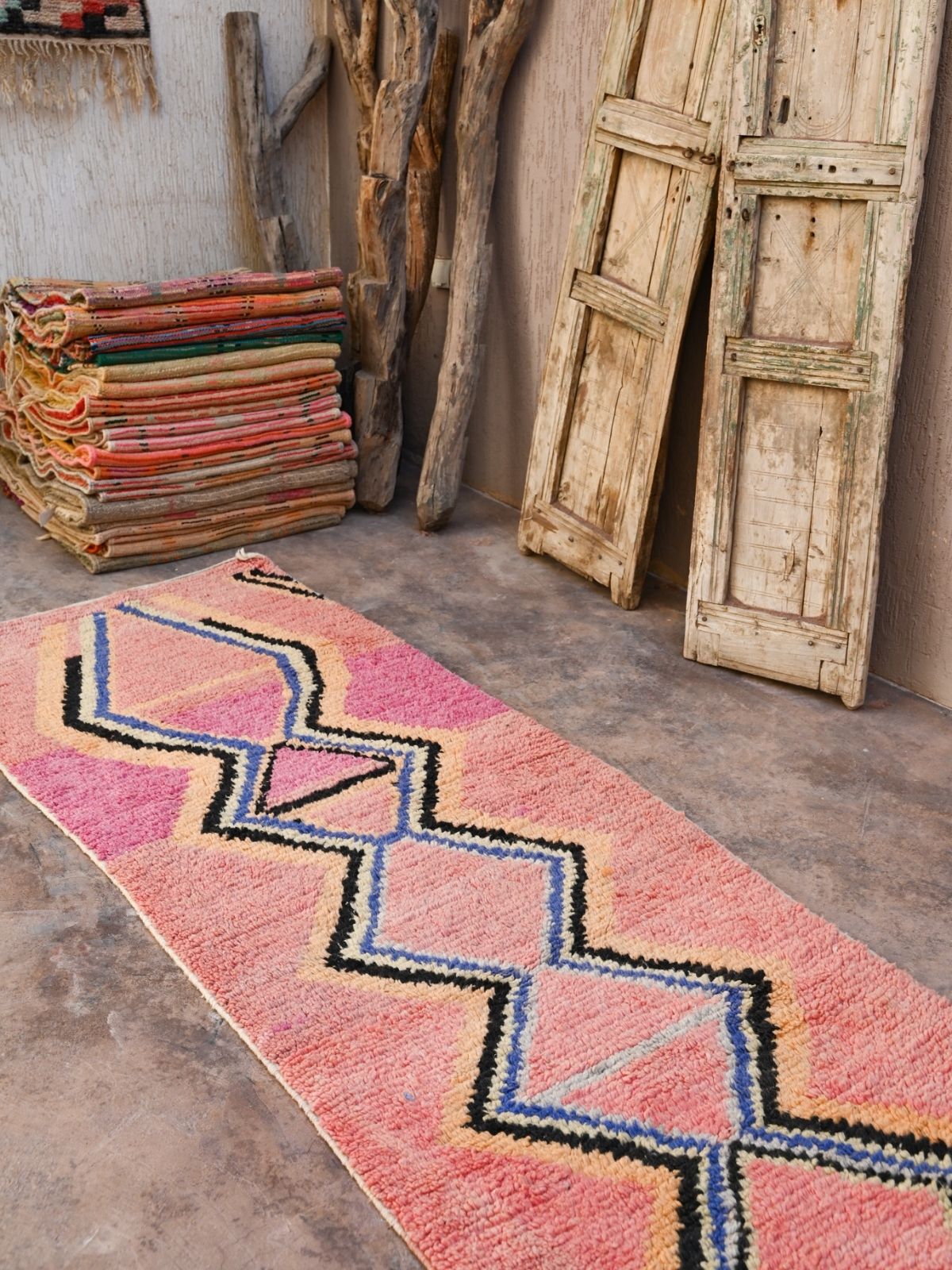 Moroccan Runner Rug - Bright Magenta & Pink 93x250cm Nouvelle Nomad