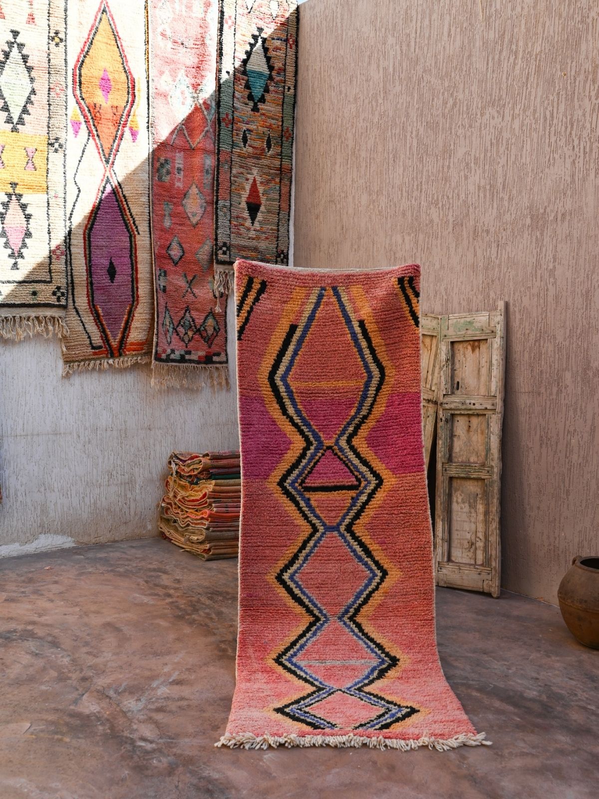 Moroccan Runner Rug - Bright Magenta & Pink 93x250cm Nouvelle Nomad