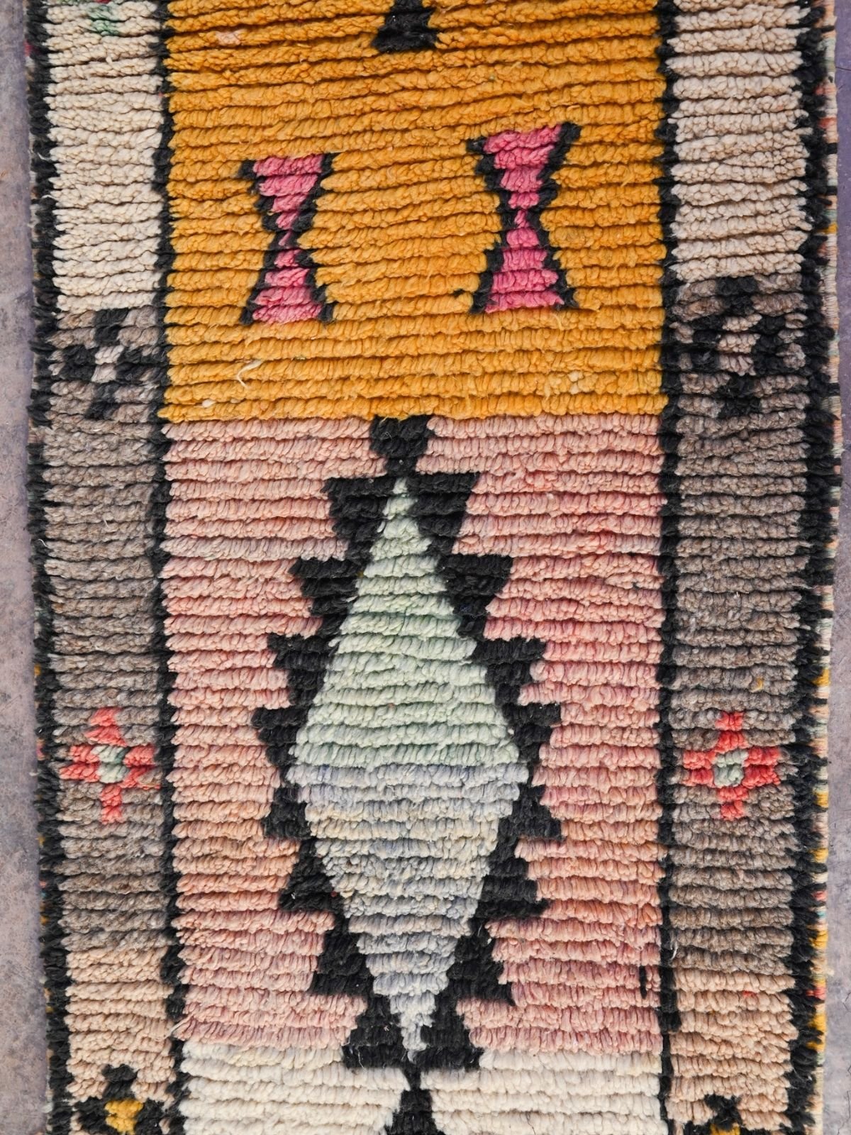 Moroccan Runner Rug - White Gold & Pink 69x315cm - Nouvelle Nomad