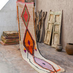 Moroccan Runner Rug - White Purple & Orange 70x335cm - Nouvelle Nomad