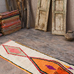 Moroccan Runner Rug - White Purple & Orange 70x335cm - Nouvelle Nomad