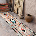 Moroccan Runner Rug - Light Blue & Pink 70x335cm - Nouvelle Nomad