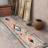 Moroccan Runner Rug - Light Blue & Pink 70x335cm - Nouvelle Nomad