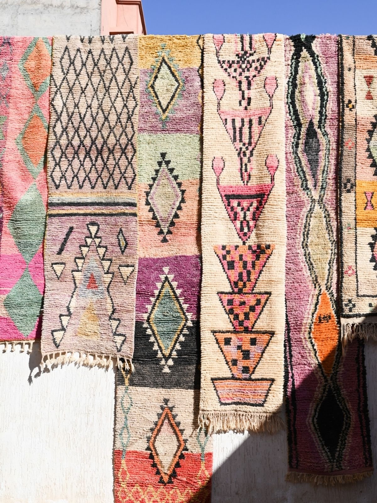 Moroccan Runner Rug - Bright Pink & White 71x350cm - Nouvelle Nomad