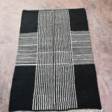 Cross - Contemporary Beni Ourain Rug - Black 200x310