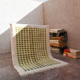 Contemporary Beni M'Rirt Carpet - White & Green Grid Design 230x320cm