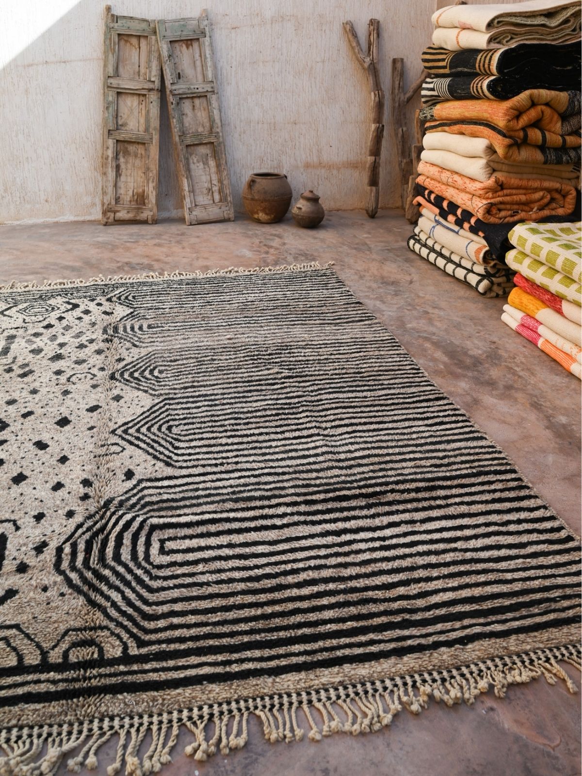 Space - Contemporary Beni M'Rirt Rug - Grey Black 287x355