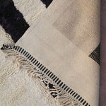 Contemporary Beni M'Rirt Carpet - Cream Black Abstract 215x335cm