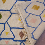 Contemporary Beni M'Rirt Carpet - White Base with colourful tiles design 215x310cm