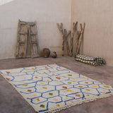 Contemporary Beni M'Rirt Carpet - White Base with colourful tiles design 215x310cm