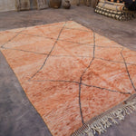 Contemporary Beni M'Rirt Carpet - Peach with simple charcoal design 210x315cm