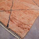 Contemporary Beni M'Rirt Carpet - Peach with simple charcoal design 210x315cm