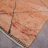 Contemporary Beni M'Rirt Carpet - Peach with simple charcoal design 210x315cm