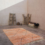 Contemporary Beni M'Rirt Carpet - Peach with simple charcoal design 210x315cm