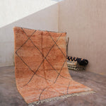 Contemporary Beni M'Rirt Carpet - Peach with simple charcoal design 210x315cm