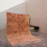 Contemporary Beni M'Rirt Carpet - Peach with simple charcoal design 210x315cm