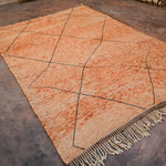 Contemporary Beni M'Rirt Carpet - Peach with simple charcoal design 210x315cm