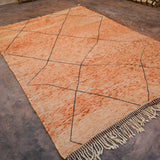 Contemporary Beni M'Rirt Carpet - Peach with simple charcoal design 210x315cm