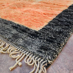 Contemporary Beni M'Rirt Carpet - Peach & Black Squares Design 220x335cm