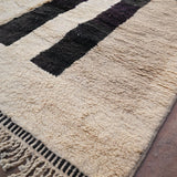 Contemporary Beni M'Rirt Carpet - Cream Black Abstract 215x335cm