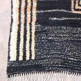 Contemporary Beni M'Rirt carpet - Black Peach and Cream Maze Design 215x340cm