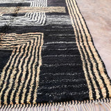 Contemporary Beni M'Rirt carpet - Black Peach and Cream Maze Design 215x340cm